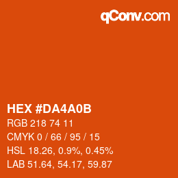 Color code: HEX #DA4A0B | qconv.com
