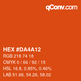 Color code: HEX #DA4A12 | qconv.com