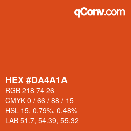 カラーコード: HEX #DA4A1A | qconv.com