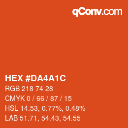 Color code: HEX #DA4A1C | qconv.com