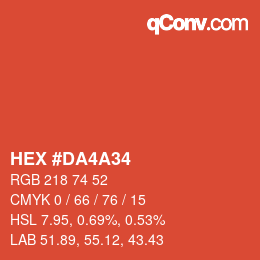 Color code: HEX #DA4A34 | qconv.com