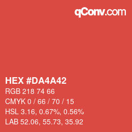 Color code: HEX #DA4A42 | qconv.com