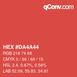 カラーコード: HEX #DA4A44 | qconv.com