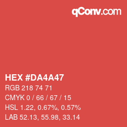 Color code: HEX #DA4A47 | qconv.com
