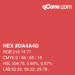 カラーコード: HEX #DA4A4D | qconv.com