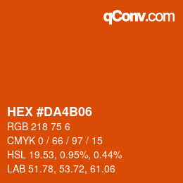 カラーコード: HEX #DA4B06 | qconv.com