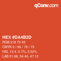 Color code: HEX #DA4B2D | qconv.com