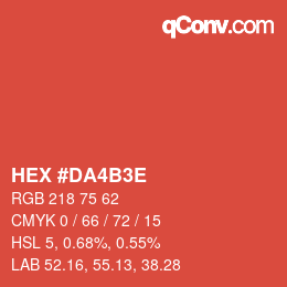 Farbcode: HEX #DA4B3E | qconv.com