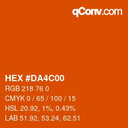 Código de color: HEX #DA4C00 | qconv.com