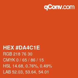 Color code: HEX #DA4C1E | qconv.com