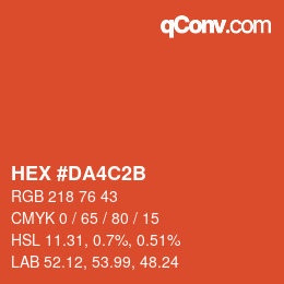 颜色代码: HEX #DA4C2B | qconv.com