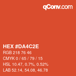Color code: HEX #DA4C2E | qconv.com