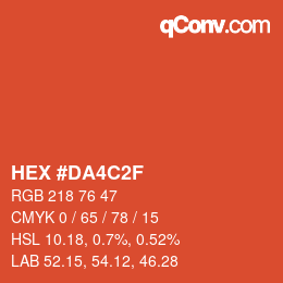 Color code: HEX #DA4C2F | qconv.com