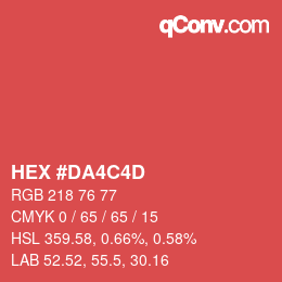 カラーコード: HEX #DA4C4D | qconv.com
