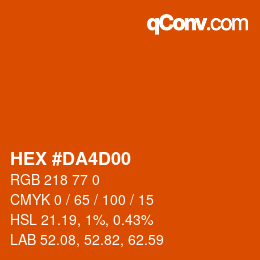 カラーコード: HEX #DA4D00 | qconv.com