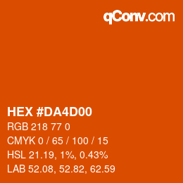 Color code: HEX #DA4D00 | qconv.com