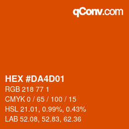 カラーコード: HEX #DA4D01 | qconv.com