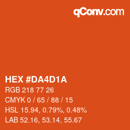 Color code: HEX #DA4D1A | qconv.com