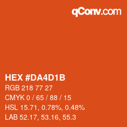 颜色代码: HEX #DA4D1B | qconv.com