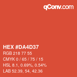 Color code: HEX #DA4D37 | qconv.com
