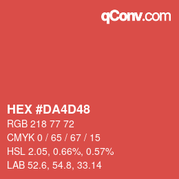 Color code: HEX #DA4D48 | qconv.com