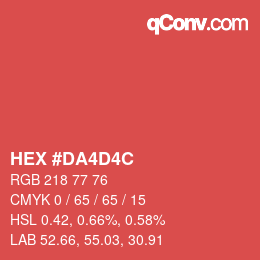Color code: HEX #DA4D4C | qconv.com