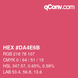Color code: HEX #DA4E6B | qconv.com