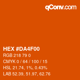 颜色代码: HEX #DA4F00 | qconv.com