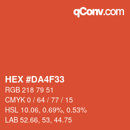 Color code: HEX #DA4F33 | qconv.com