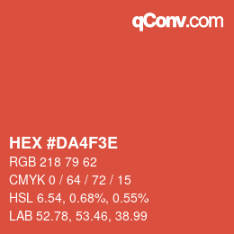 Farbcode: HEX #DA4F3E | qconv.com