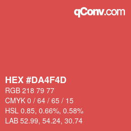 カラーコード: HEX #DA4F4D | qconv.com