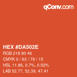 Color code: HEX #DA502E | qconv.com