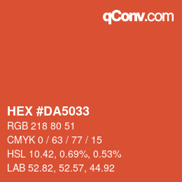 Color code: HEX #DA5033 | qconv.com