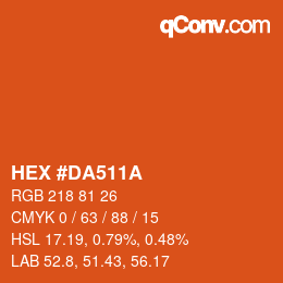 Color code: HEX #DA511A | qconv.com
