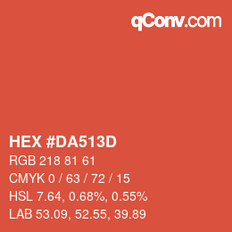 Color code: HEX #DA513D | qconv.com