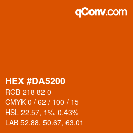 Color code: HEX #DA5200 | qconv.com