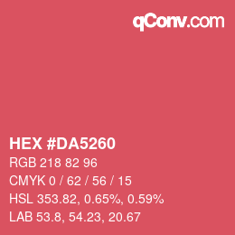 Color code: HEX #DA5260 | qconv.com