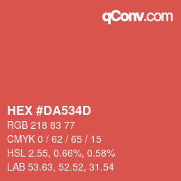 カラーコード: HEX #DA534D | qconv.com