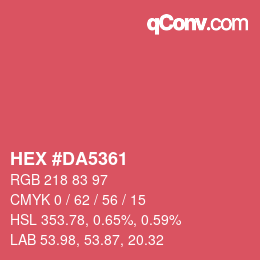 Color code: HEX #DA5361 | qconv.com