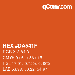 Color code: HEX #DA541F | qconv.com