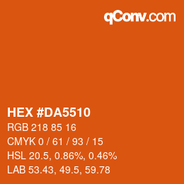 Color code: HEX #DA5510 | qconv.com