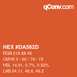 カラーコード: HEX #DA582D | qconv.com
