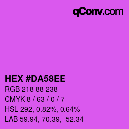 カラーコード: HEX #DA58EE | qconv.com
