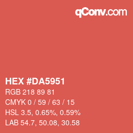 Color code: HEX #DA5951 | qconv.com