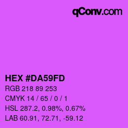 颜色代码: HEX #DA59FD | qconv.com