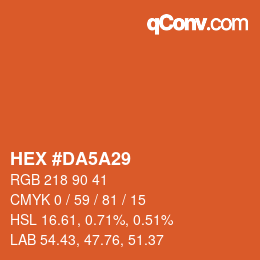 Color code: HEX #DA5A29 | qconv.com