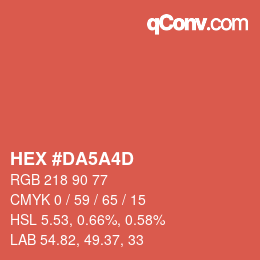 Color code: HEX #DA5A4D | qconv.com