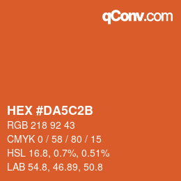カラーコード: HEX #DA5C2B | qconv.com