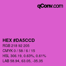 カラーコード: HEX #DA5CCD | qconv.com
