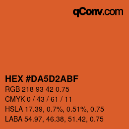 Color code: HEX #DA5D2ABF | qconv.com